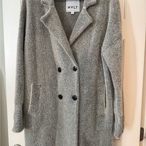 NVLT Women's Classic Gray Herringbone Trench Coat